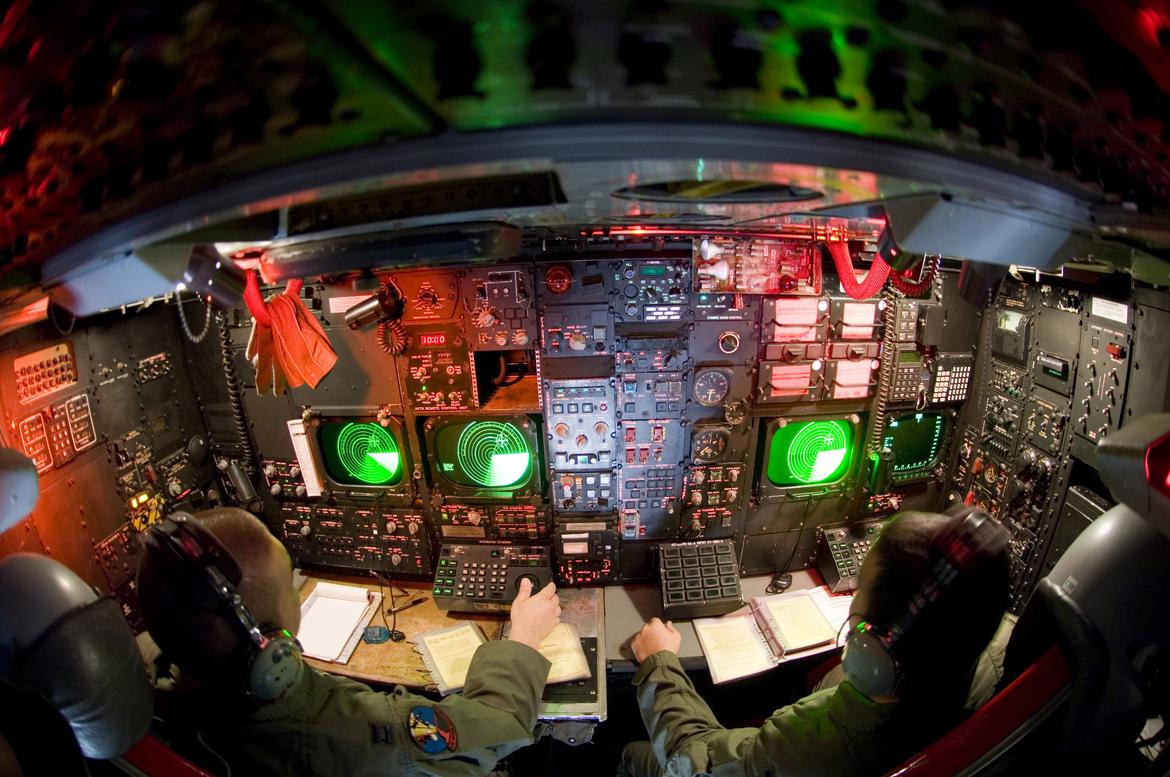 The lower deck of a B-52 Stratofortress.